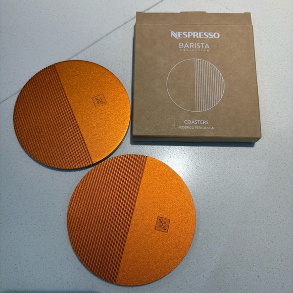 Nespresso Other - Nespresso Barista Collection Aluminum Orange Coasters